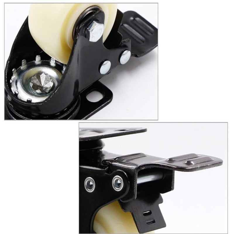 2 Inch White Nylon Swivel Plate Casters With Brake 120KG Load Capacity For Furniture - Image 3