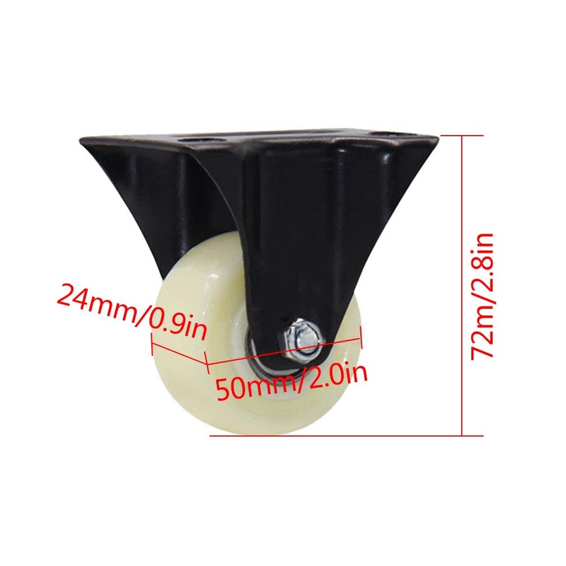 2 Inch White Nylon Swivel Plate Casters With Brake 120KG Load Capacity For Furniture - Image 5