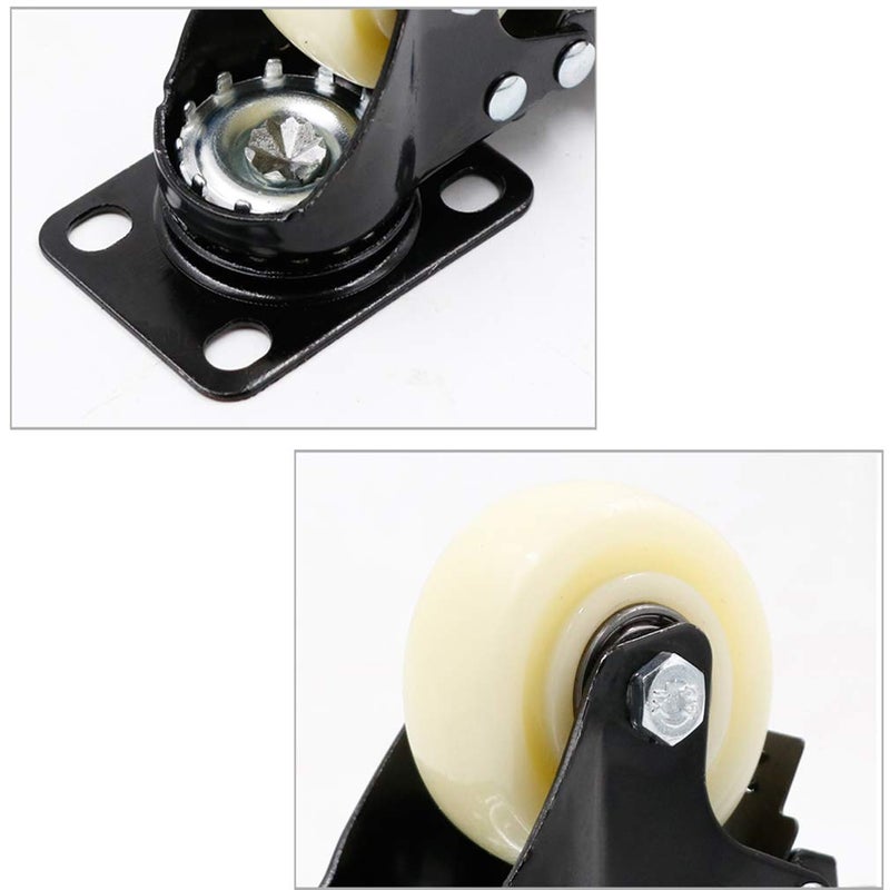 2 Inch White Nylon Swivel Plate Casters With Brake 120KG Load Capacity For Furniture - Image 4