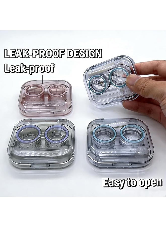 JS 4 Pack Flip Top Clear Contact Lens Case Travel Kit, Leak Proof Contact Case Holder with Tweezers Remover Tool, Contact Lens Soak Storage Kit for Travel & Home - Image 3