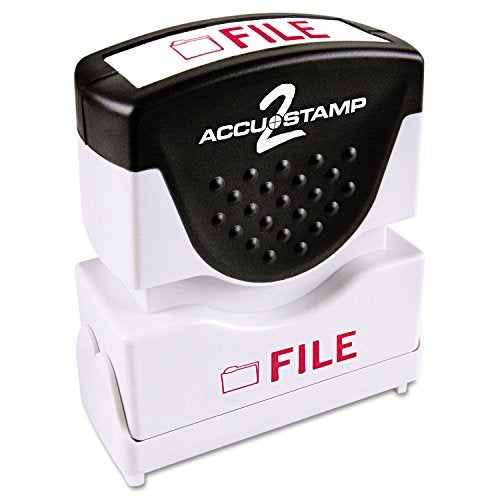 ACCUSTAMP2 035576 Pre-Inked Shutter Stamp with Microban, Red, File, 5/8 x 1/2 - Image 1