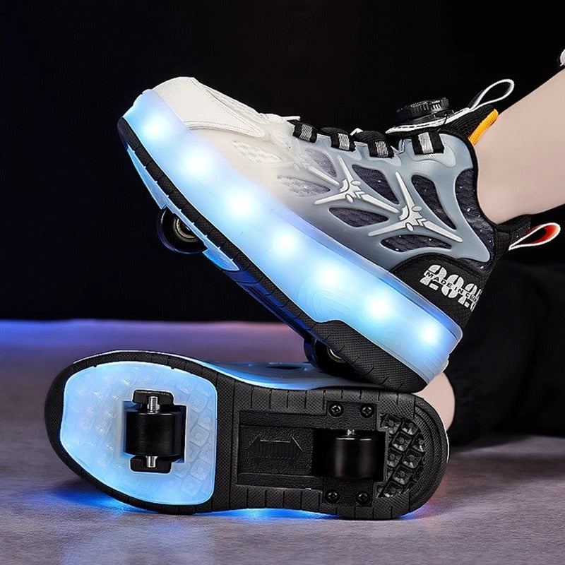 Affordable Kids' Roller Skates Wholesale - 4-Wheel Transforming Glowing Skateboard for Girls and  Boys - Image 1