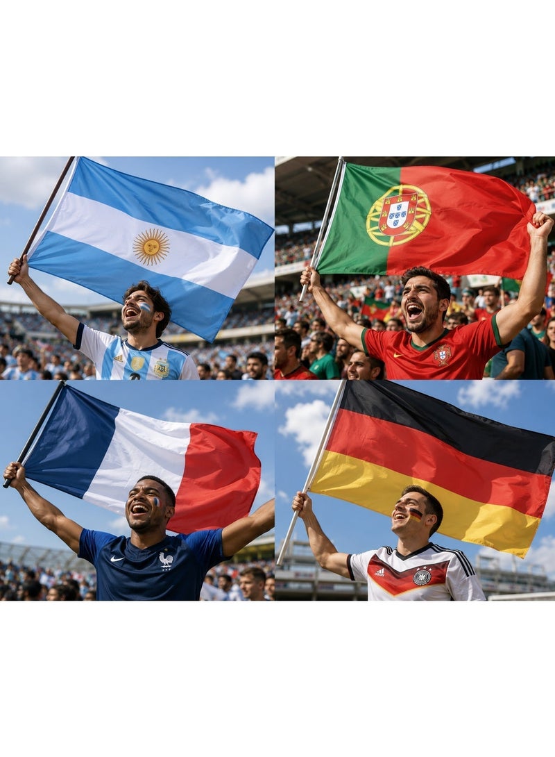 موان علم المانيا مطبوع وجهين فاخر مقاس 90 × 150 سم مع سارية - بوليستر عالي الجودة - أعلام دول للتشجيع والفعاليات - Image 4