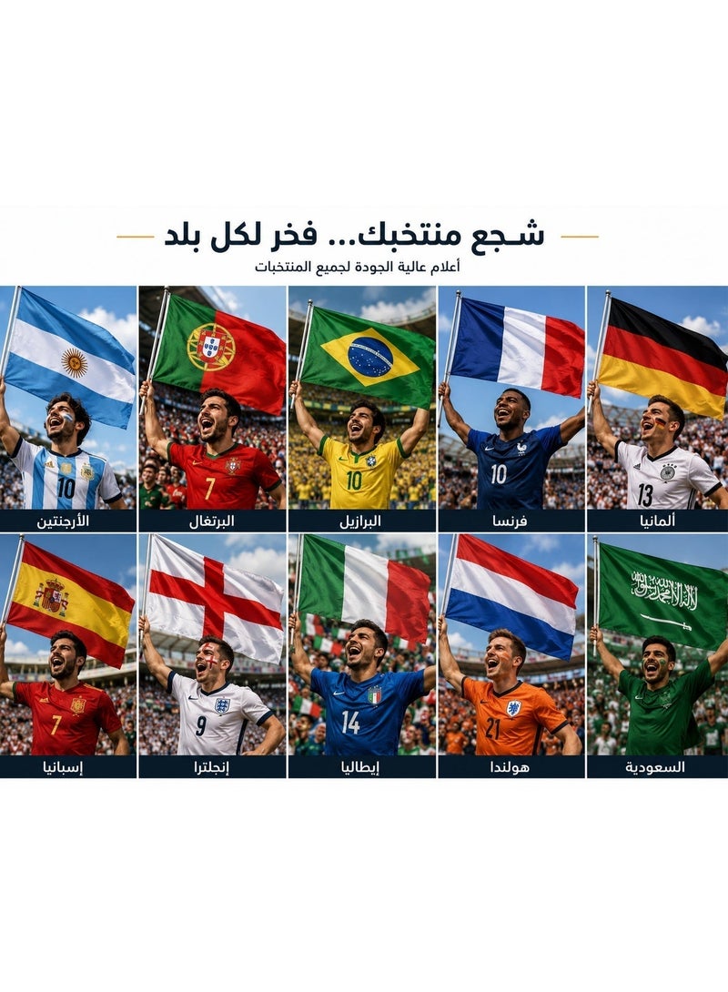 موان علم المانيا مطبوع وجهين فاخر مقاس 90 × 150 سم مع سارية - بوليستر عالي الجودة - أعلام دول للتشجيع والفعاليات - Image 5