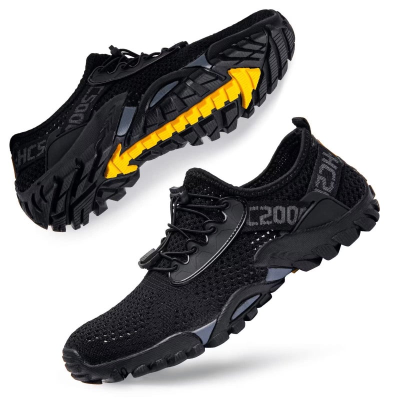 SOBASO Men Water Shoes Quick Drying Women Water Hiking Swim Beach Shoes for Sailing Kayaking Surfing All Black - Image 1