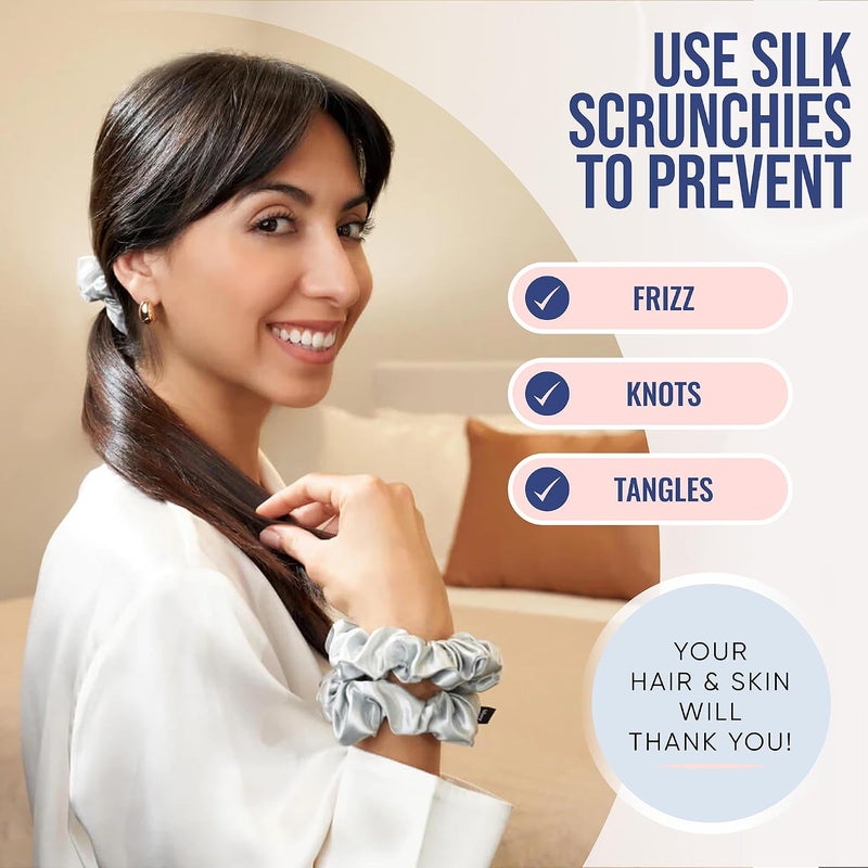 BLISSY Silk Scrunchie (Silver Skinny) - Image 4