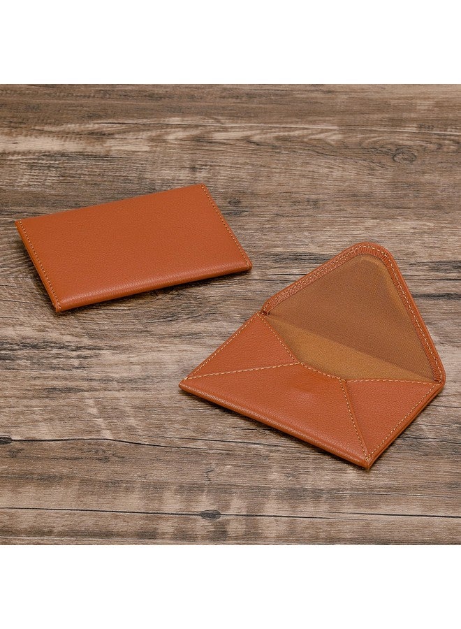 HISCOW Envelope Business Card Case With Magnet Closure Italian Calfskin (Tan) - Image 2