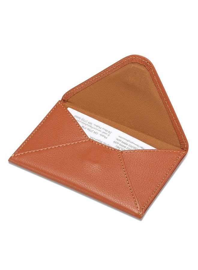HISCOW Envelope Business Card Case With Magnet Closure Italian Calfskin (Tan) - Image 1