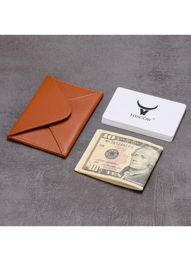 HISCOW Envelope Business Card Case With Magnet Closure Italian Calfskin (Tan) - Image 3