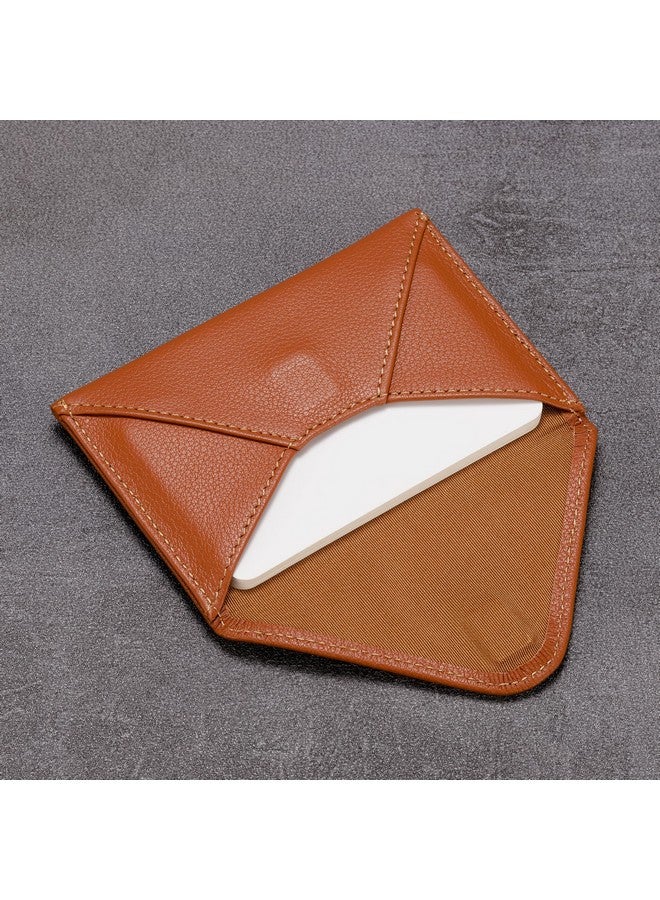 HISCOW Envelope Business Card Case With Magnet Closure Italian Calfskin (Tan) - Image 4