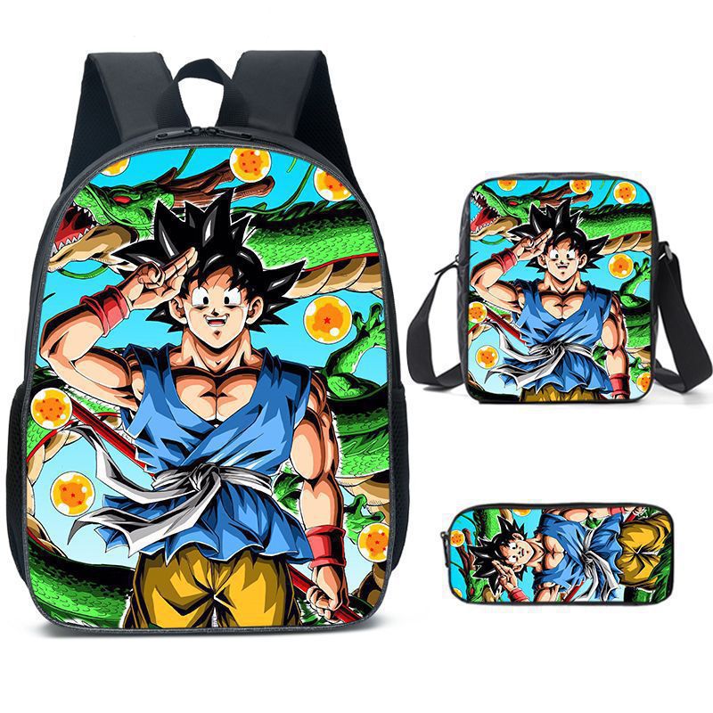 'S New Anime Cartoon Printed Backpack, Primary And Secondary School Student School Bag, Shoulder Bag, Pencil Bag Three-Piece Set - Image 1