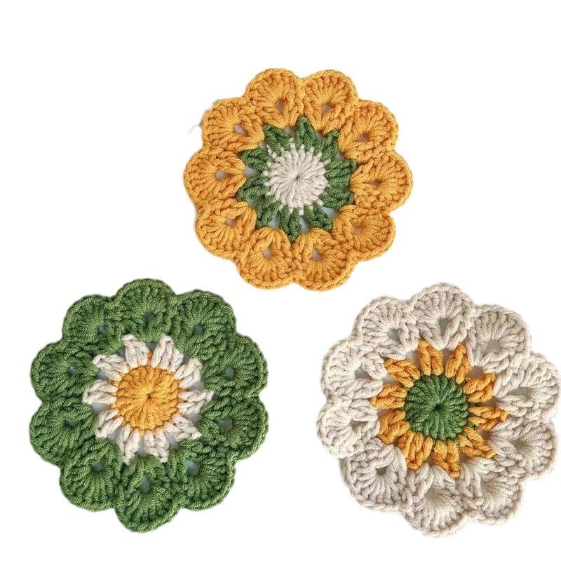 Handmade Crochet Cotton Coaster Set - Insulated, Multiple Colors - Image 5