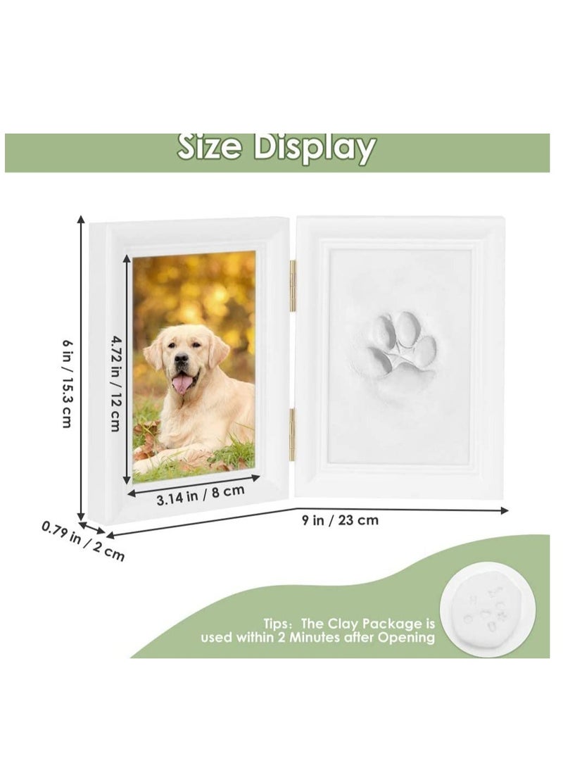 Generic Paw Print Keepsake Wall Frame Kit, Dog or Cat Clay Pawprint Keepsake Kit, Wooden Photo Frame Pet Photo and Pawprint Impression Wall Art, Gift for Pet Parents(White)  - Image 3