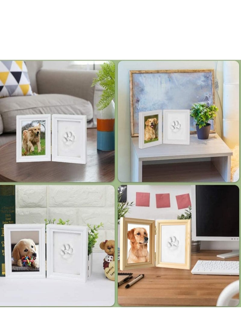 Generic Paw Print Keepsake Wall Frame Kit, Dog or Cat Clay Pawprint Keepsake Kit, Wooden Photo Frame Pet Photo and Pawprint Impression Wall Art, Gift for Pet Parents(White)  - Image 4
