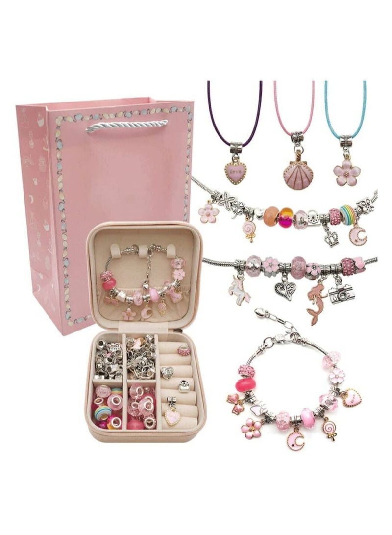 66pcs Charm Bracelet Making Kit, Teen Girl Gifts Jewelry Making Kit, Unicorn/Mermaid Girl Toys Art Supplies Crafts for Girls Age 5-12 - Image 1