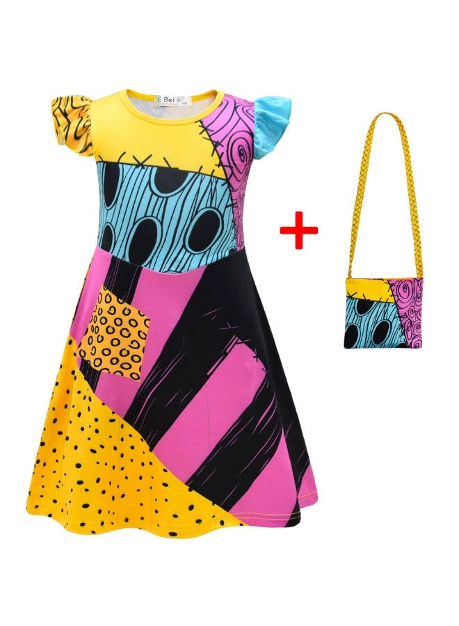 general Halloween costume, Christmas Horror Night cosplay Sally dress, layering role-playing printed costume - Image 1