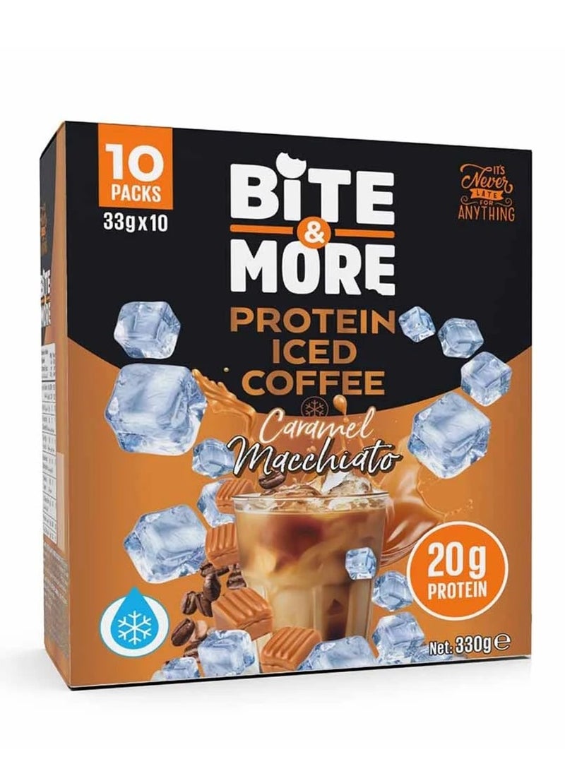 BITE & MORE PROTEIN ICED COFFEE,CARAMEL MACCHIATO FLAVOUR 33G*10 - Image 1
