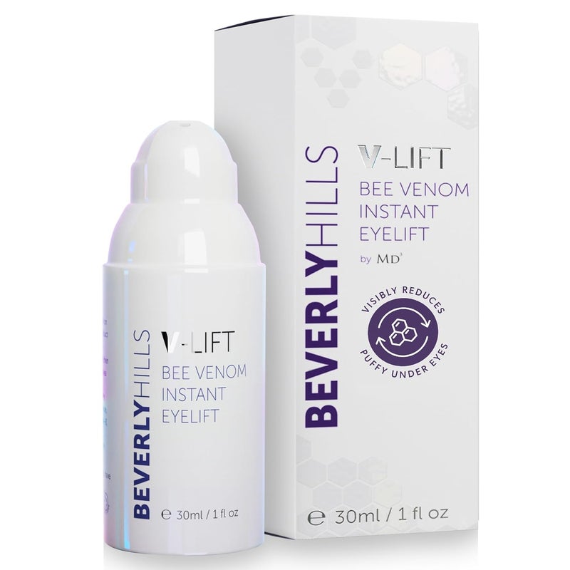 Beverly Hills VLift Instant Eye Lift and Eye Tuck Bee Venom Serum for Puffy Eyes Dark Circles Wrinkles and Under Eye Bags Treatment for Women and Men  30mL 120 Day Supply