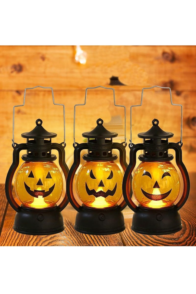 Chielor 3 Pcs Handheld Pumpkin Lights, 2025 New Halloween Pumpkin Lantern Spooky Pumpkin LED Lights, Portable Pumpkin Lamp with Flameless Candle Outdoor for Halloween Party Decoration Battery Operated - Image 1