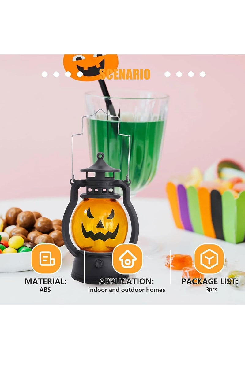Chielor 3 Pcs Handheld Pumpkin Lights, 2025 New Halloween Pumpkin Lantern Spooky Pumpkin LED Lights, Portable Pumpkin Lamp with Flameless Candle Outdoor for Halloween Party Decoration Battery Operated - Image 4