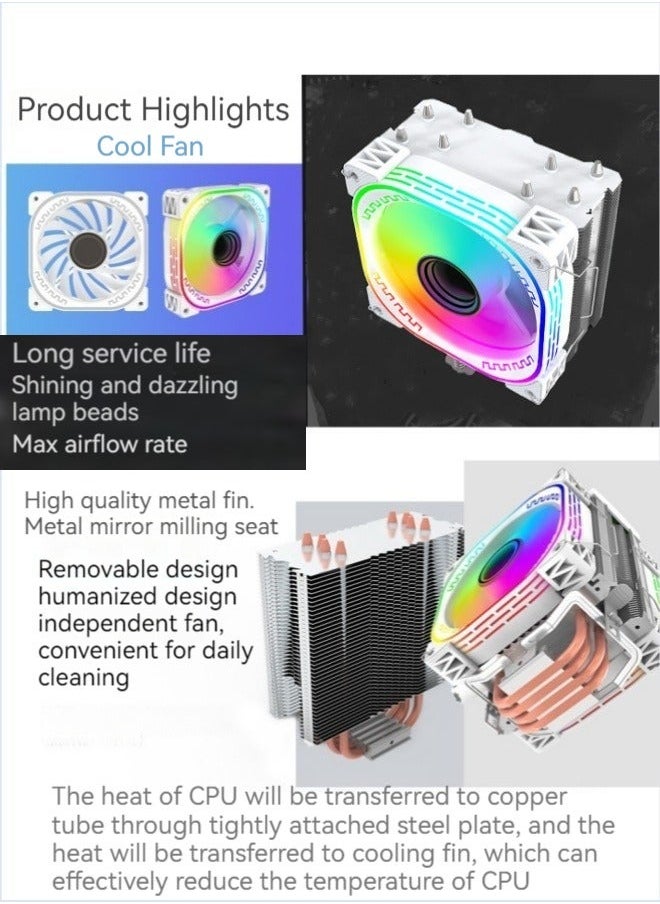 Generic - New four copper tube CPU radiator desktop computer 1700/AM5 air-cooled ARGB color radiator - Image 1