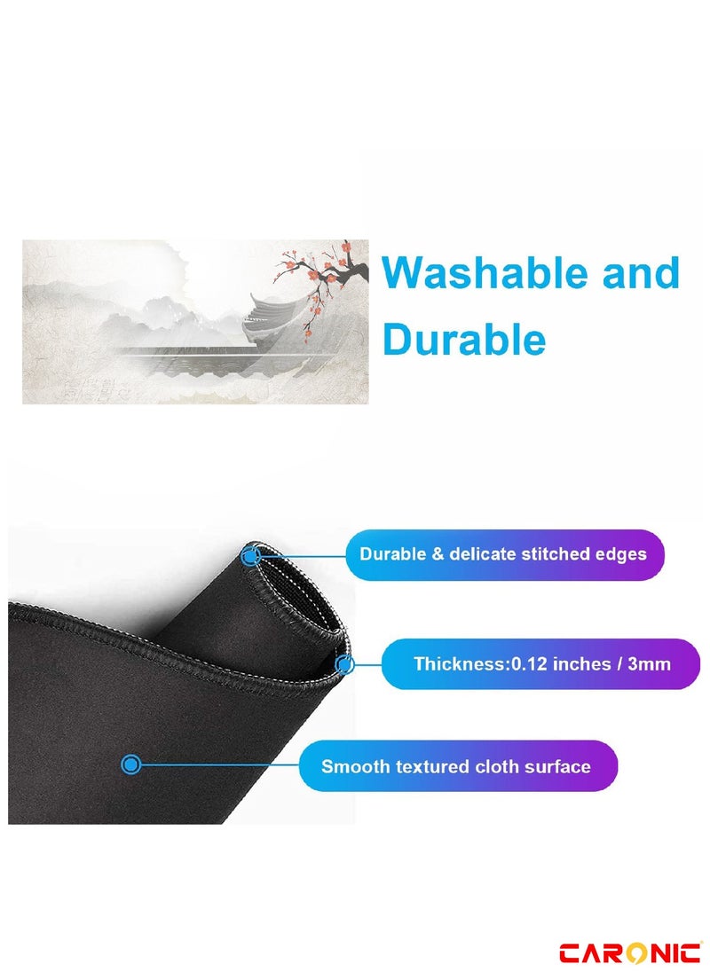 Extended Gaming Mouse Pad with Stitched Edges Durable Non-Slip Natural Rubber Base  Waterproof Computer Keyboard Pad Mat For Esports Pros Gamer Desktop Office Garden