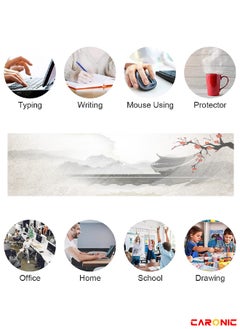 CARONIC Extended Gaming Mouse Pad with Stitched Edges Durable Non-Slip Natural Rubber Base  Waterproof Computer Keyboard Pad Mat For Esports Pros Gamer Desktop Office Garden  - Image 2