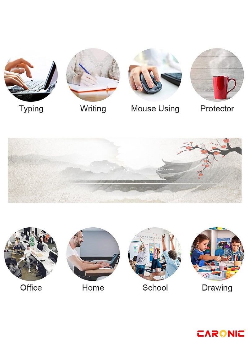 CARONIC Extended Gaming Mouse Pad with Stitched Edges Durable Non-Slip Natural Rubber Base  Waterproof Computer Keyboard Pad Mat For Esports Pros Gamer Desktop Office Garden  - Image 2