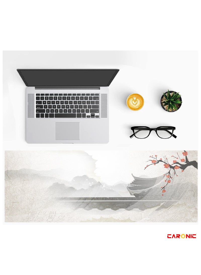 CARONIC Extended Gaming Mouse Pad with Stitched Edges Durable Non-Slip Natural Rubber Base  Waterproof Computer Keyboard Pad Mat For Esports Pros Gamer Desktop Office Garden  - Image 4