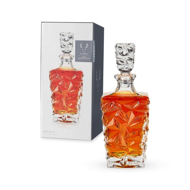 Viski Prism Whiskey Decanter LeadFree Crystal Liquor Carafe Stylish Barware Set of 1 850 ml