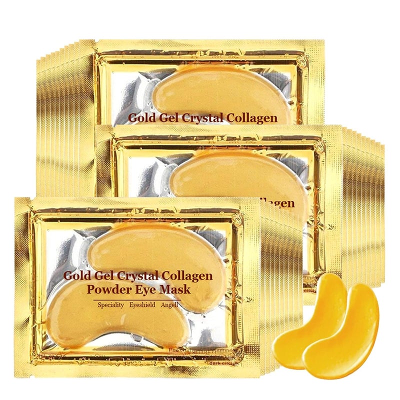 Adofect Collagen Powder Eye Mask 29 Pairs Gold Under Eye Gel Pads Hyaluronic Acid Under Eye Mask Gel Patches for Puffy Eye Reducing Dark Circles Eye Bags Wrinkle Refresh Your Eyes Gold