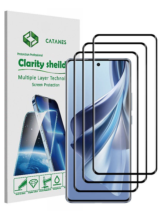 CATANES - 3 Pack For Oppo Reno10 Screen Protector Full Coverage Screen Protector Clear Anti-Bubble Shield Tempered Glass Screen Protector - Image 1