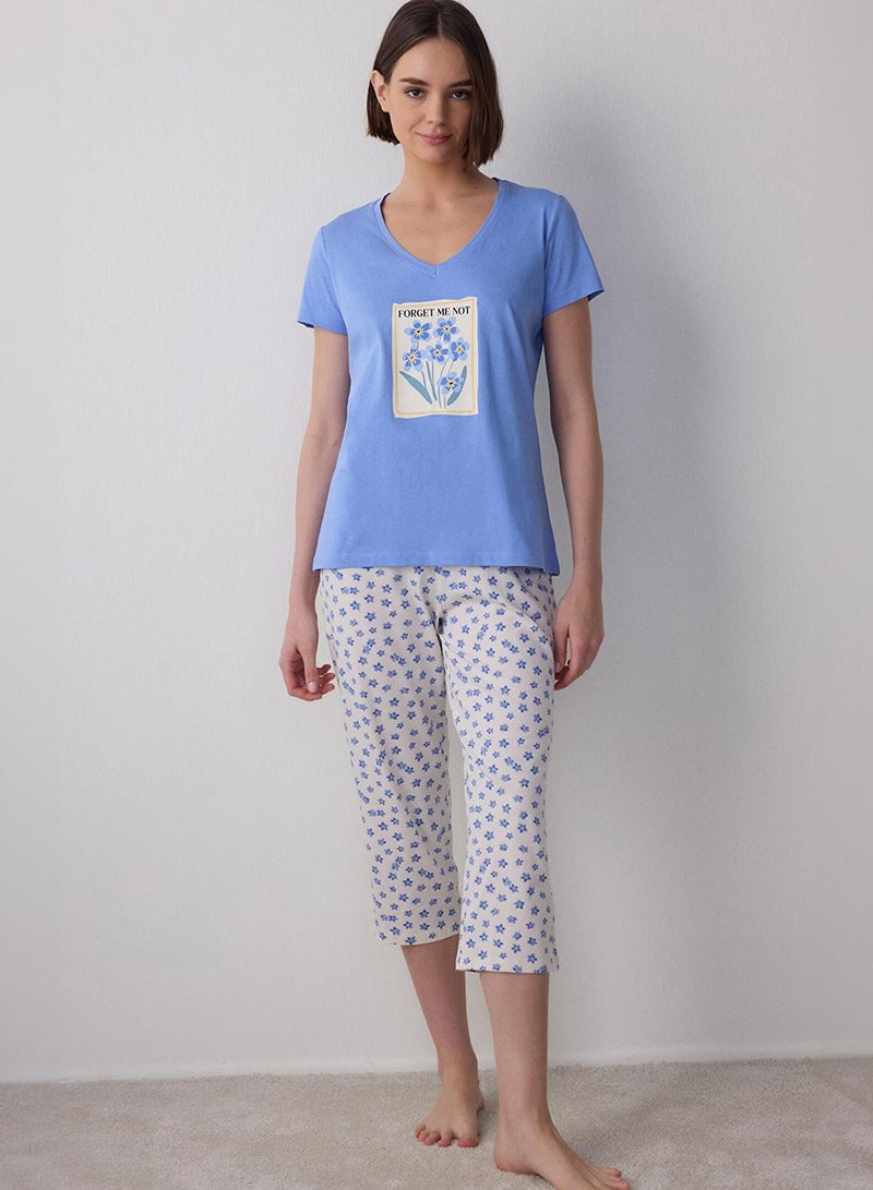 Penti Blue Forget Me Not Kapri Set Pajama Set - Image 1