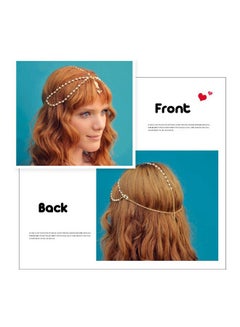 Aukmla White Indian Chain Hair Jewelry Boho Festival Egyptian Head Chain Pendant Headpiece Beads Gold bridal Hairstyle Pearls Christmas for Women and Girls  - Image 4