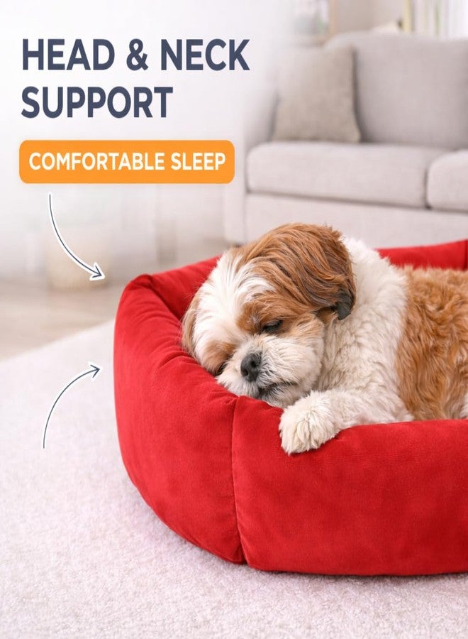 سرير شتوي فاخر سداسي الشكل للكلاب من SITSNOOZE | أثاث للحيوانات الأليفة | سرير للكلاب والقطط | سرير عصري للكلاب والقطط | سرير سداسي الشكل للكلاب | هدية مثالية لمحبي الكلاب، أحمر، حجم كبير جدًا - Image 5