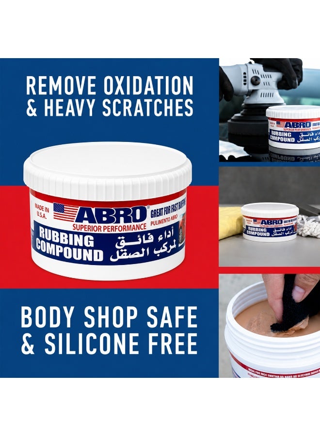 أبرو عبوة من 3 قطع من مركب التلميع والصقل ABRO (سعة 295 مل)؛ منتج مخصص لاستعادة طلاء السيارات وإزالة الأكسدة والبقع والعيوب والخدوش الطفيفة، مع توفير تلميع سريع والعناية بهيكل السيارة. - Image 4