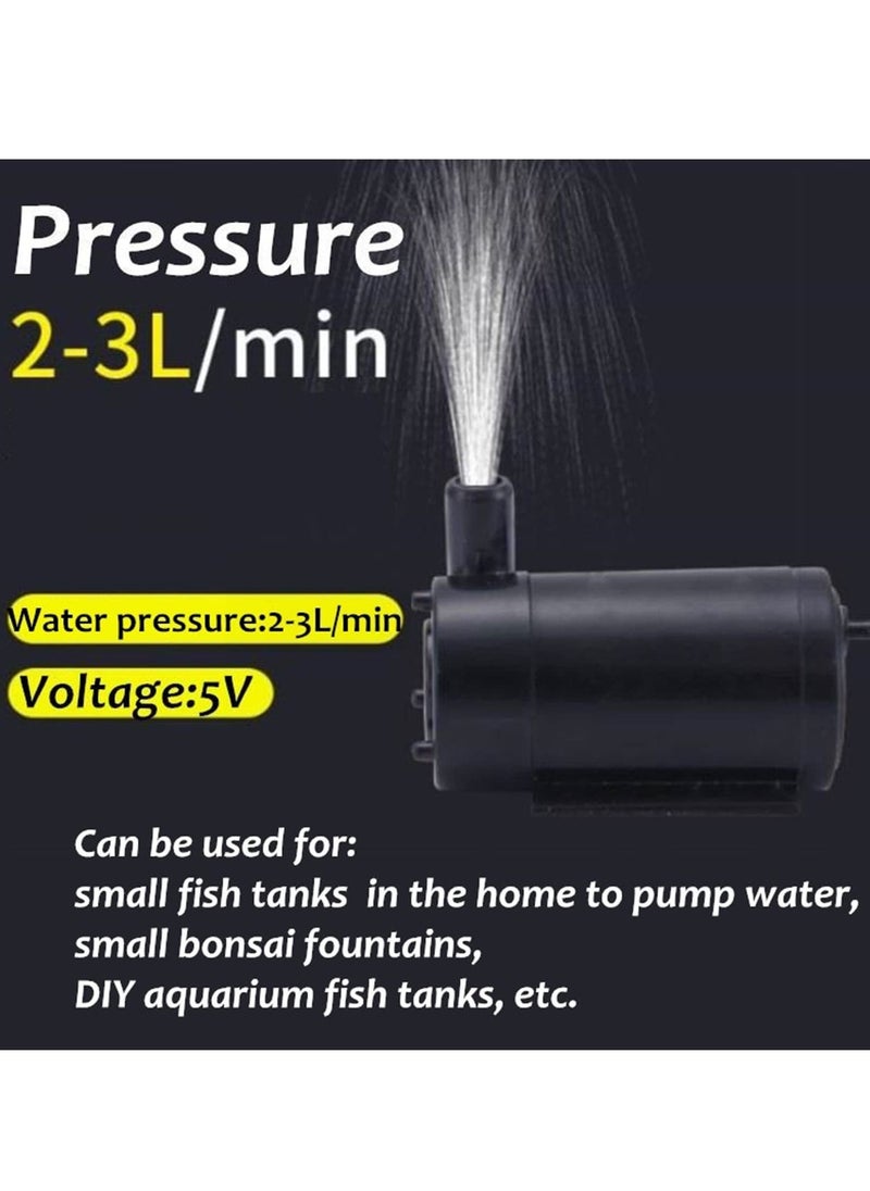 KASTWAVE - 3Pcs DC 3 5V USB Micro Submersible Mini Water Pump for Aquariums Fish Tank Pond Fountain Hydroponics Garden Fountain Waterfall Black - Image 1