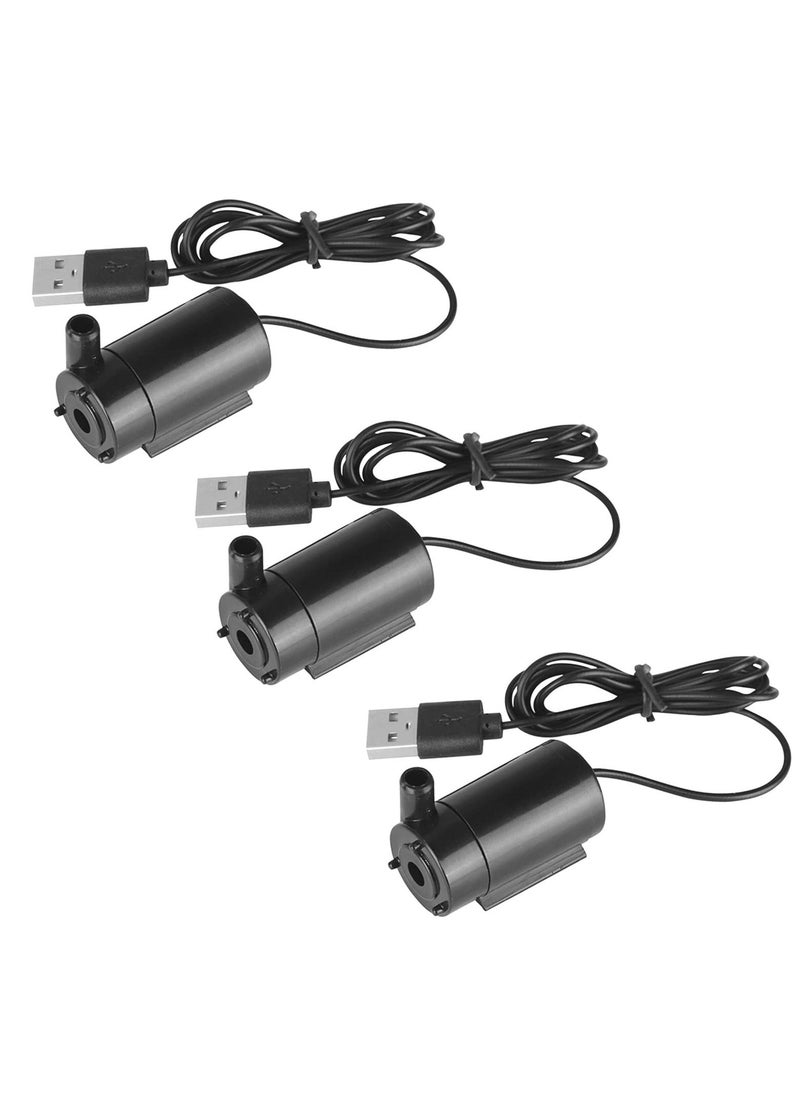KASTWAVE - 3Pcs DC 3 5V USB Micro Submersible Mini Water Pump for Aquariums Fish Tank Pond Fountain Hydroponics Garden Fountain Waterfall Black - Image 1