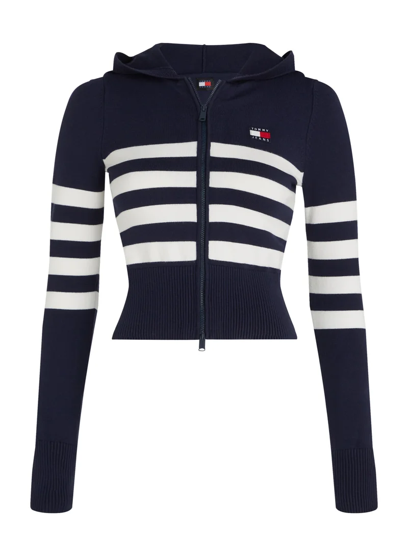 تومي جينز TJW STRIPE ZIP THRU BADGE HOOD