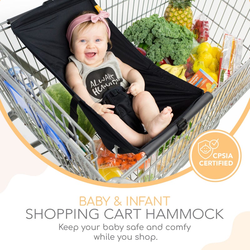 Binxy Baby Shopping Cart Hammock for Infants and Toddlers, Cart Seats for Babies, for All Car Seat Models, Grocery Cart Hammock for Baby, Capacity of up to 50 lbs, Black - Image 2