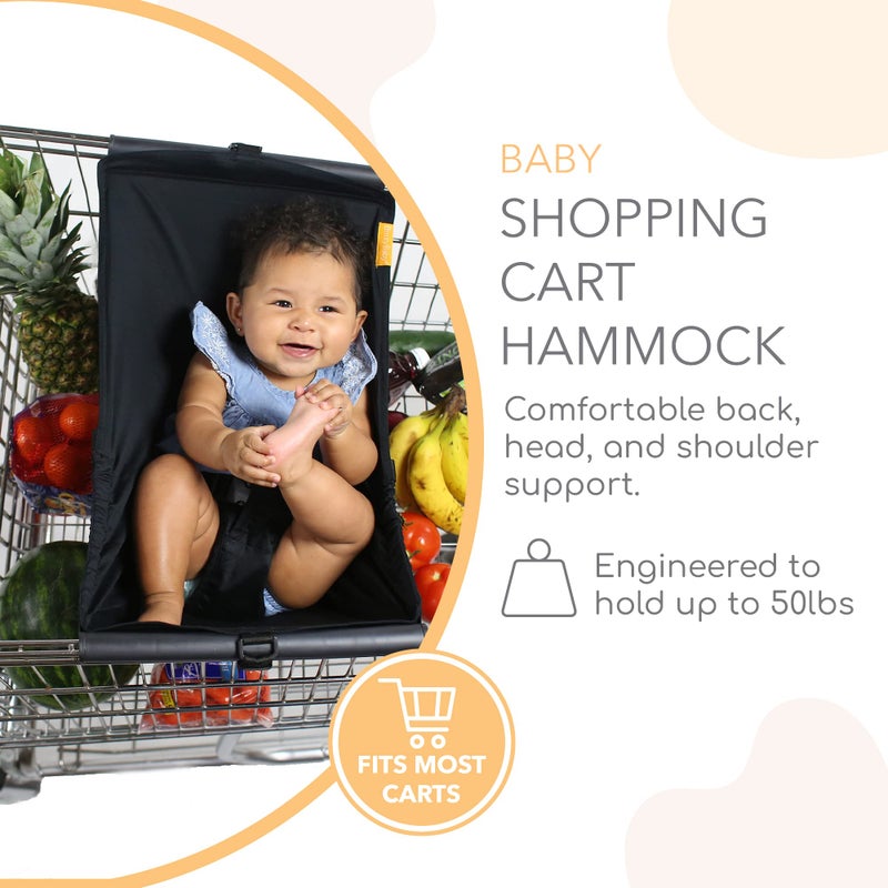 Binxy Baby Shopping Cart Hammock for Infants and Toddlers, Cart Seats for Babies, for All Car Seat Models, Grocery Cart Hammock for Baby, Capacity of up to 50 lbs, Black - Image 4