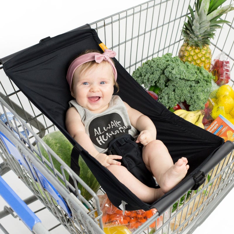 Binxy Baby Shopping Cart Hammock for Infants and Toddlers, Cart Seats for Babies, for All Car Seat Models, Grocery Cart Hammock for Baby, Capacity of up to 50 lbs, Black - Image 1