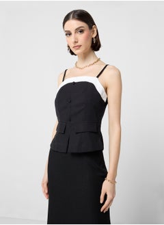 Strappy Top With Contrast Band