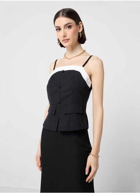 Strappy Top With Contrast Band