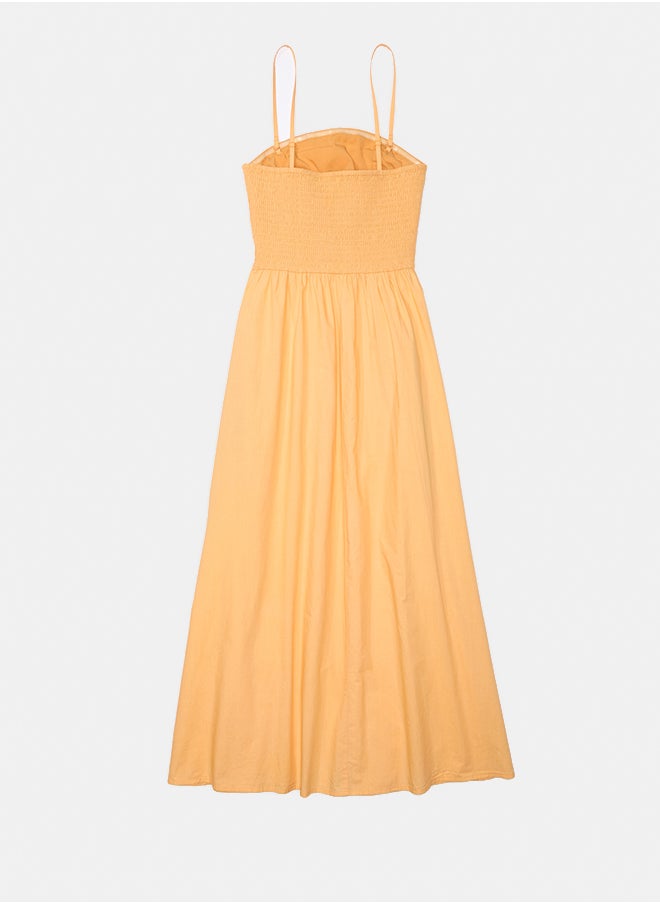 American Eagle - AE Strapless Ruched Poplin Midi Dress - Image 1