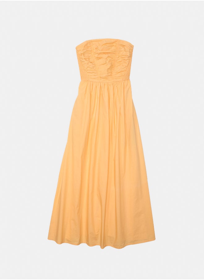 American Eagle - AE Strapless Ruched Poplin Midi Dress - Image 1