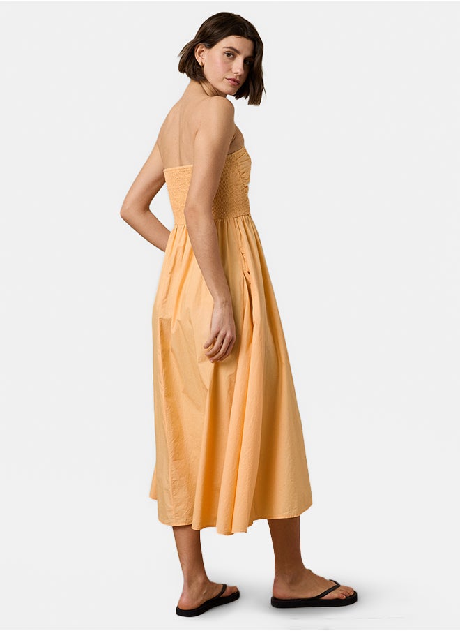 American Eagle - AE Strapless Ruched Poplin Midi Dress - Image 1