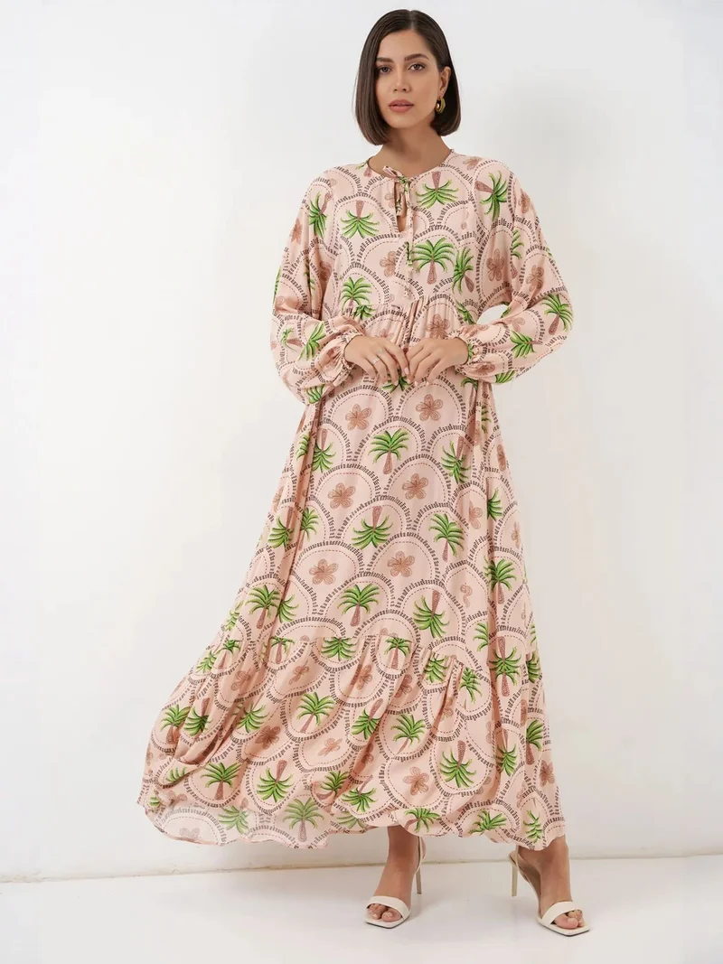 بيغ دارت BDART Tropical Printed Maxi Dress with Button Closure