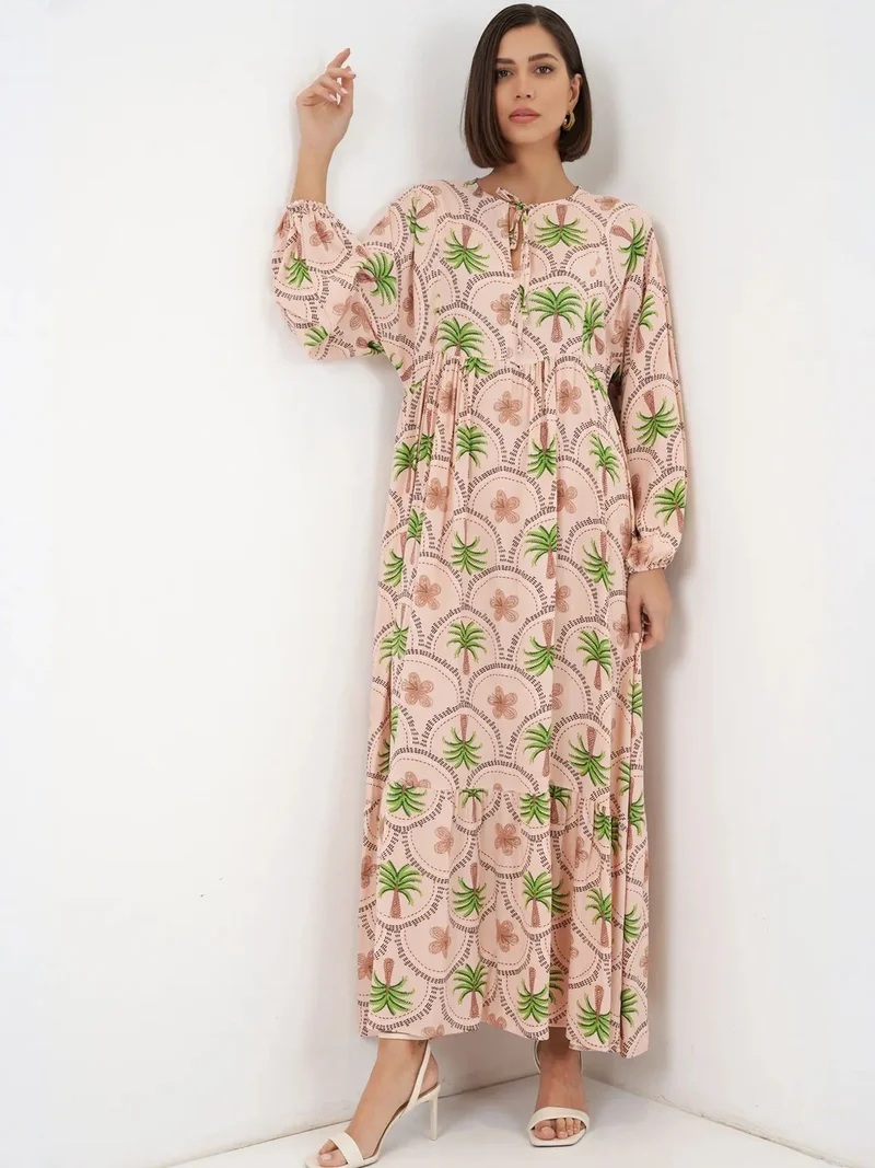 بيغ دارت BDART Tropical Printed Maxi Dress with Button Closure