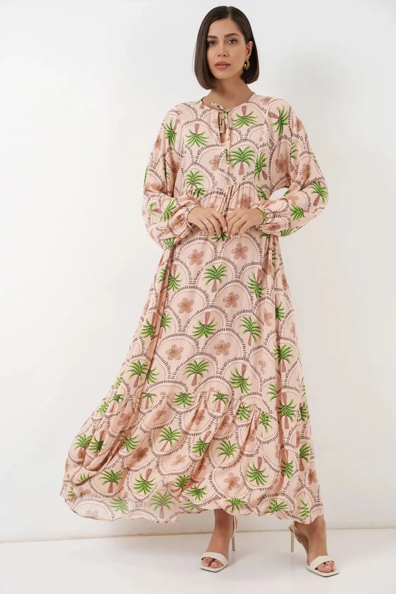 بيغ دارت BDART Tropical Printed Maxi Dress with Button Closure